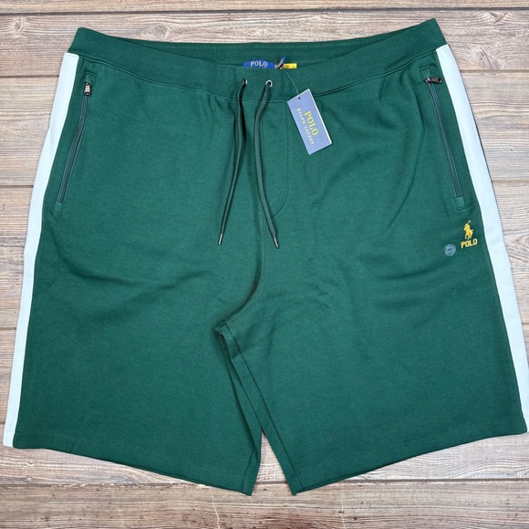 Polo Ralph Lauren Mens Shorts Size 5XLT Green Side Stripe Double Knit NWT